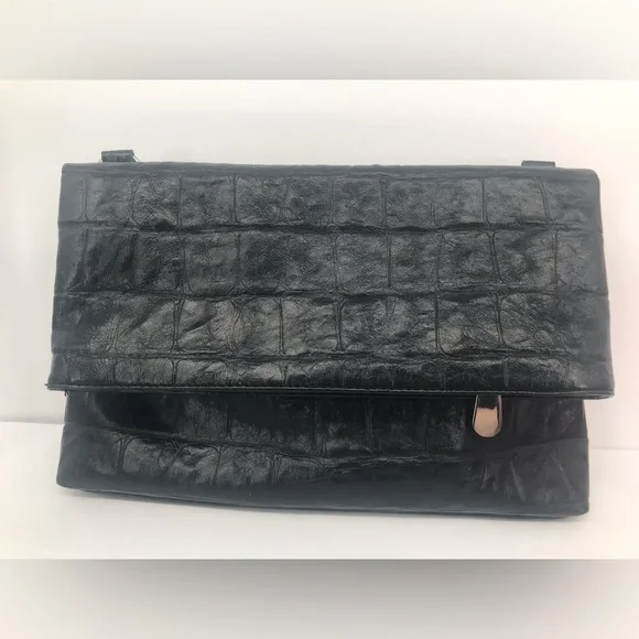 Vegan Leather Convertible Crossbody Fold Over Handbag - Picture 2 of 13